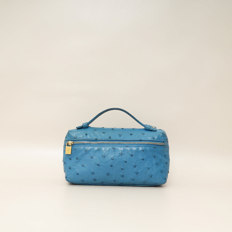 Loro Piana Blue Ostrich Extra Pocket L19 Bag