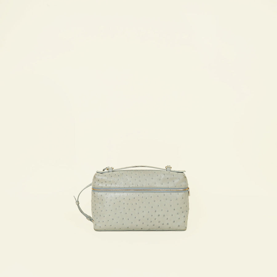 Loro Piana Light Gray Ostrich Extra Pocket