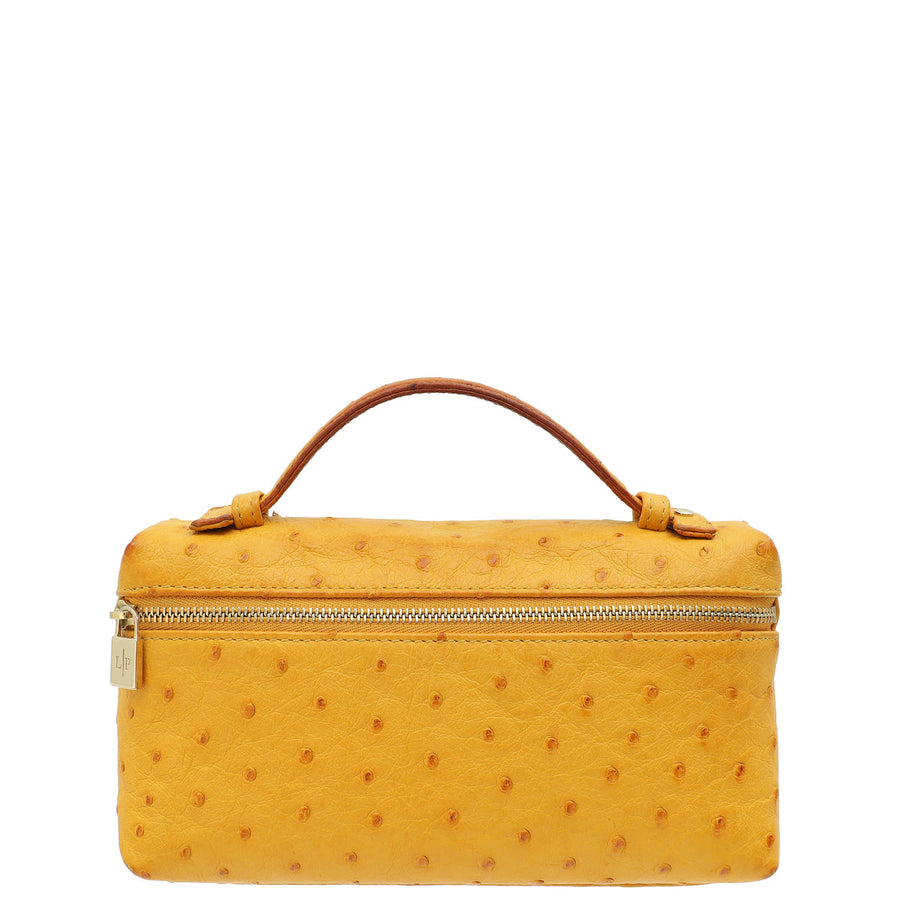 Loro Piana Yellow Ostrich Extra Pocket L19 Bag