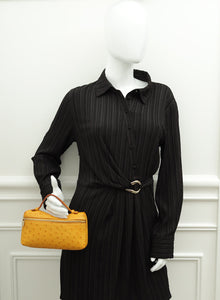 Loro Piana Yellow Ostrich Extra Pocket L19 Bag