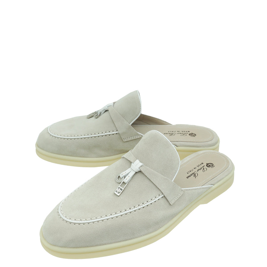 Loro Piana Powder Pearl Charms Walk Babouche Loafer 38.5