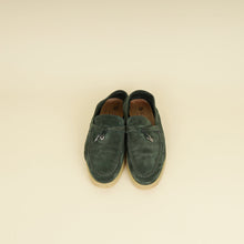 Loro Piana Green Glass Summer Charms Walk Loafers 37