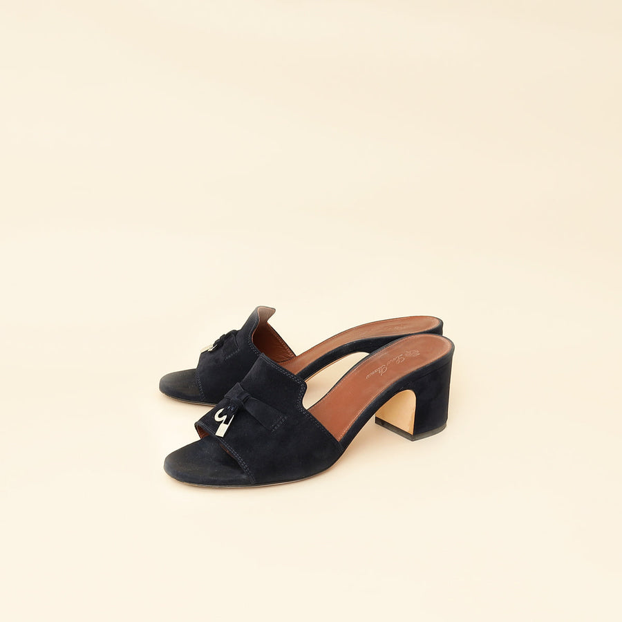 Loro Piana Navy Blue Summer Charms Sandal 37