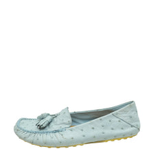 Loro Piana Sky Blue Ostrich Dot Sole Walk Loafer 38.5