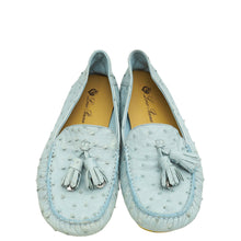 Loro Piana Sky Blue Ostrich Dot Sole Walk Loafer 38.5