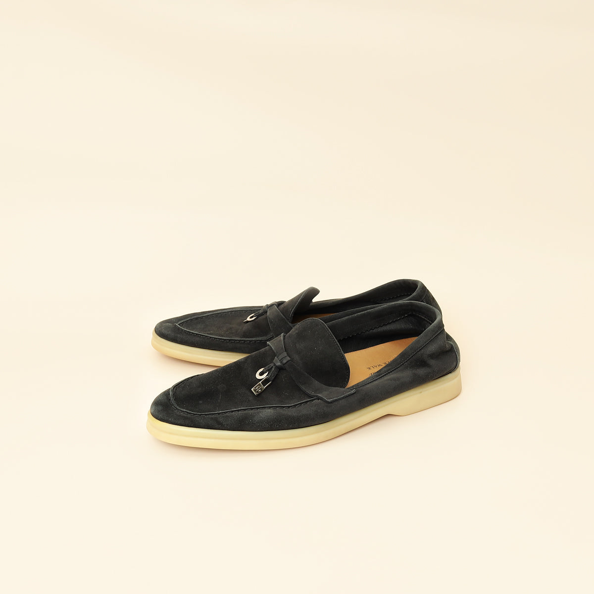 Loro Piana Black Summer Charms Walk Loafers 39