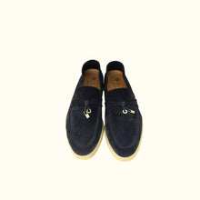 Loro Piana Argo Blue Summer Charms Walk Loafers 40