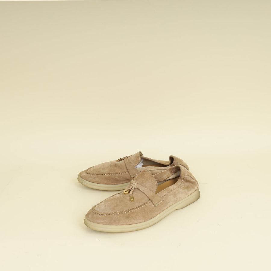 Loro Piana Sandstone Summer Charms Walk Loafers 36.5