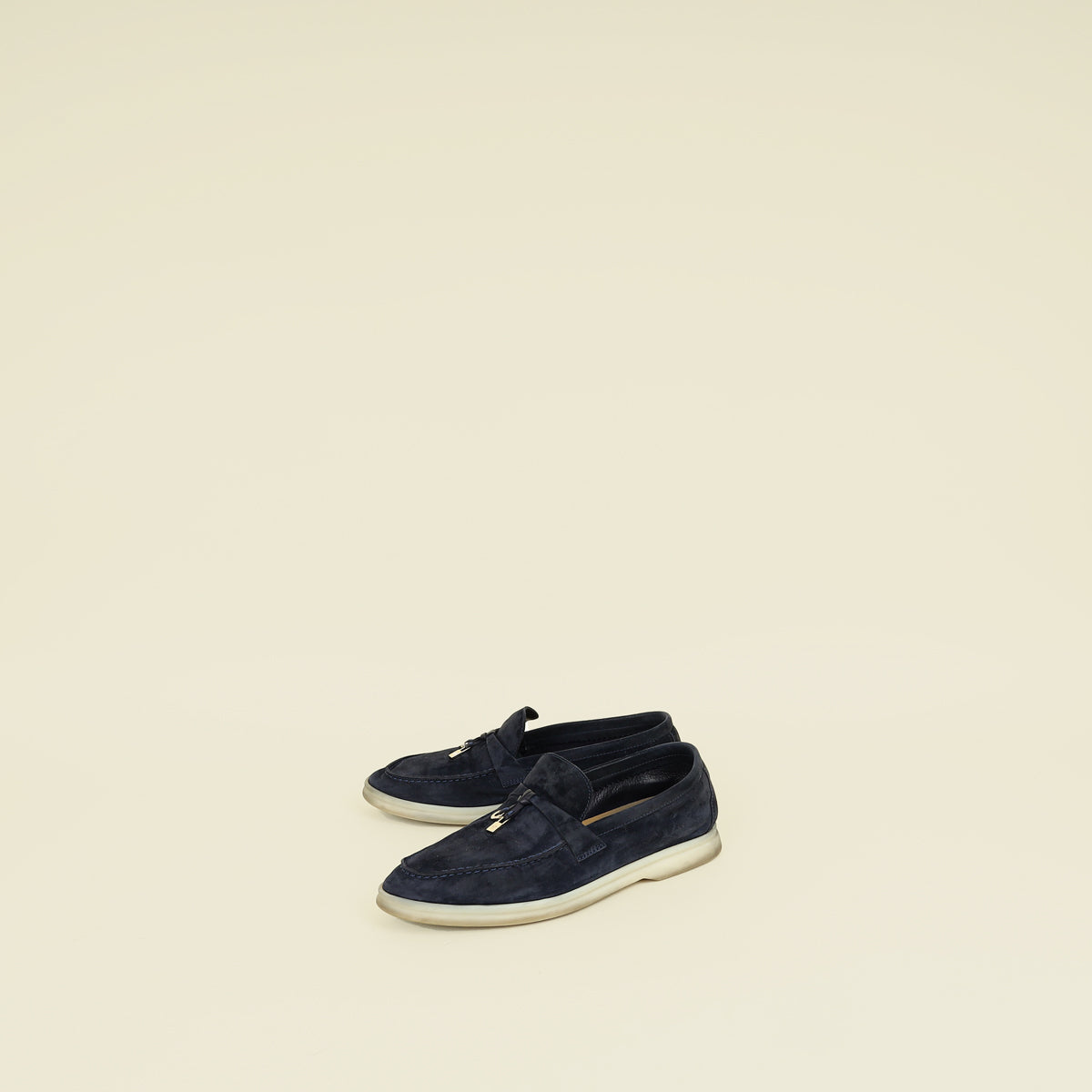 Loro Piana Argo Blue Melange Summer Charms Walk Loafer 36.5