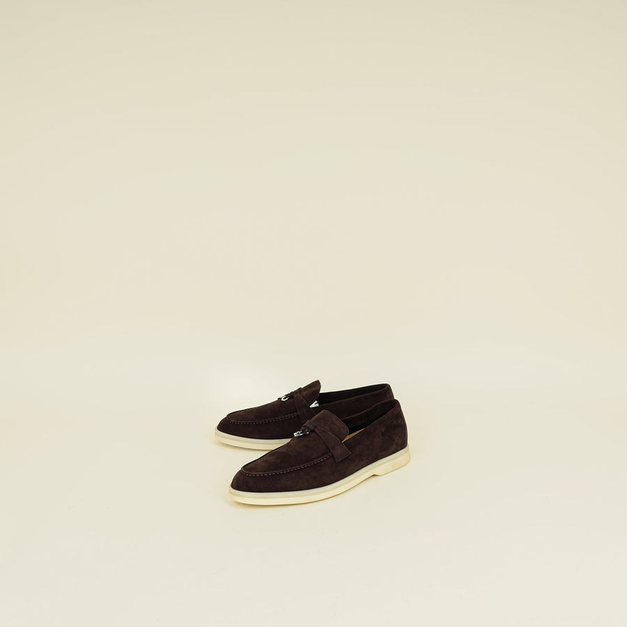 Loro Piana Chocolate Summer Charms Walk Loafer 36.5