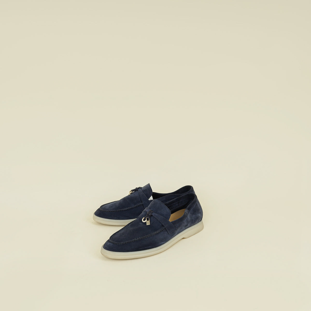 Loro Piana Argo Blue Melange Summer Charms Walk Loafers 36