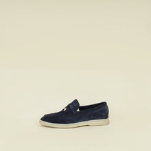Loro Piana Argo Blue Melange Summer Charms Walk Loafers 36