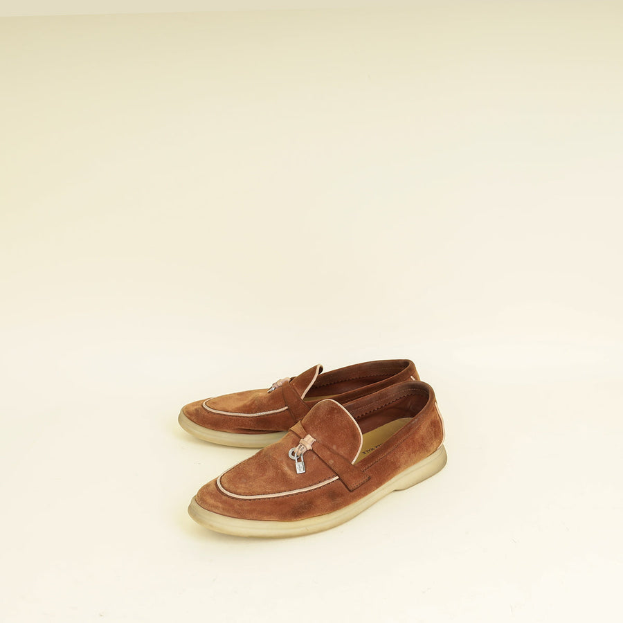 Loro Piana Saddle Brown Summer Charms Walk Loafer 37.5