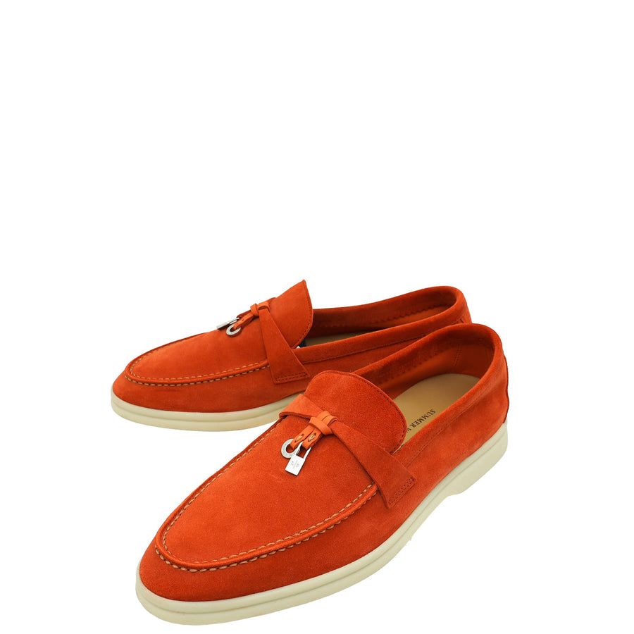 Loro Piana Rust Red Summer Charms Walk Loafer 37
