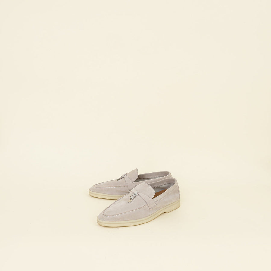 Loro Piana Pearl Powder Summer Charms Walk Loafer 37