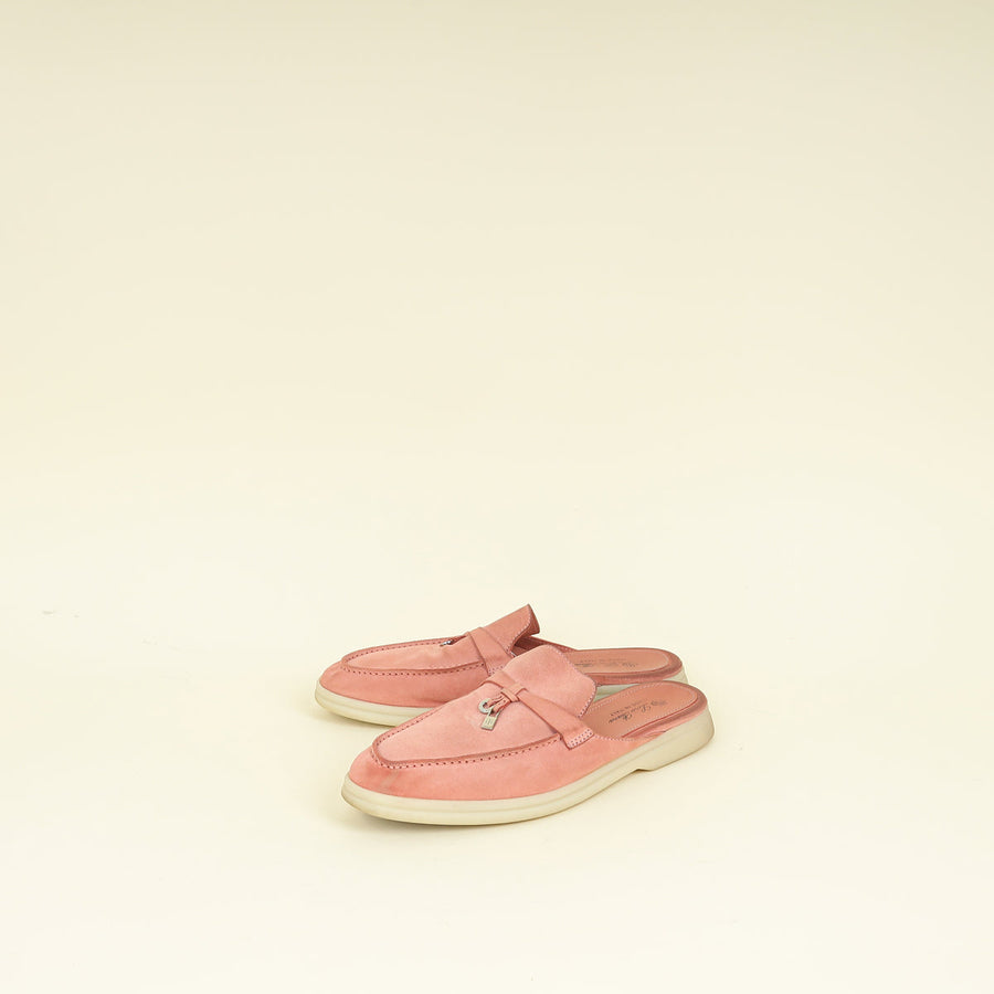 Loro Piana Sorbet Pink Babouche Charms Walk Loafer 38.5