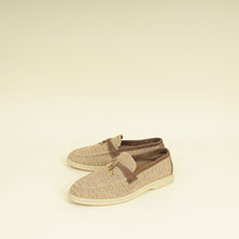 Loro Piana Bicolor Linen Summer Charms Walk Loafers 39.5