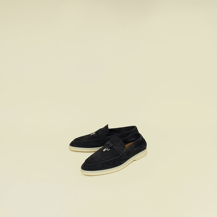 Loro Piana Black Summer Charms Walk Loafer 39