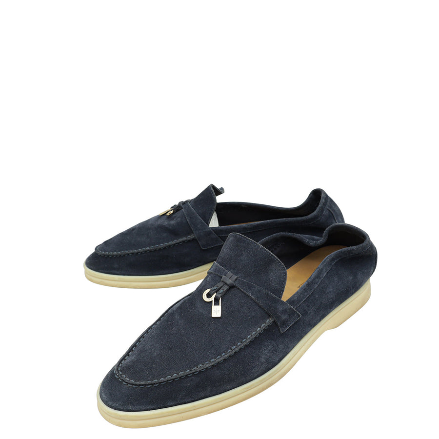 Loro Piana Navy Blue Summer Charms Walk Loafer 42