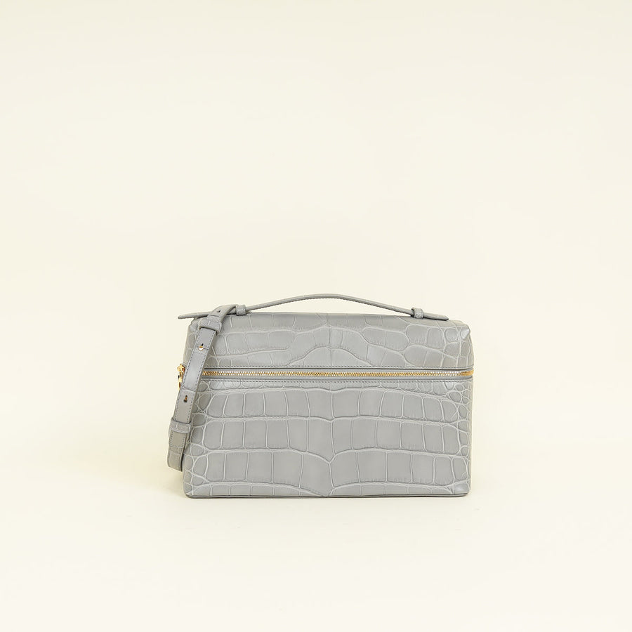 Loro Piana Eucalyptus Gray Extra Pocket L27 Soft Matte Alligator Bag