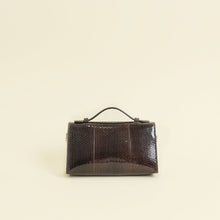 Loro Piana Dark Chocolate Licorice Extra Pouch L19 Python Bag