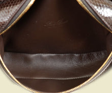 Loro Piana Dark Chocolate Licorice Extra Pouch L19 Python Bag