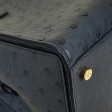 Loro Piana Navy Blue Ostrich Handle Bag