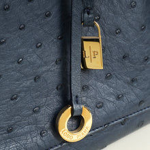Loro Piana Navy Blue Ostrich Handle Bag
