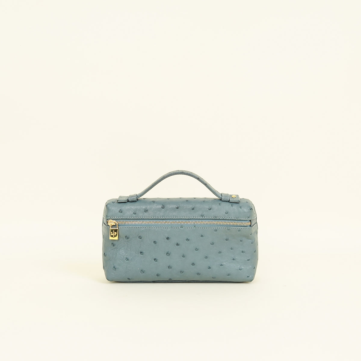 Loro Piana Blue Grey Ostrich Extra Pouch L19 Bag