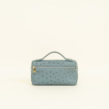 Loro Piana Blue Grey Ostrich Extra Pouch L19 Bag