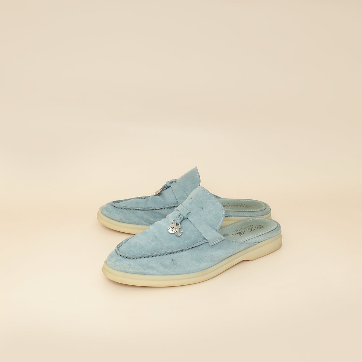 Loro Piana Blue Babouche Charms Walk Loafer 36