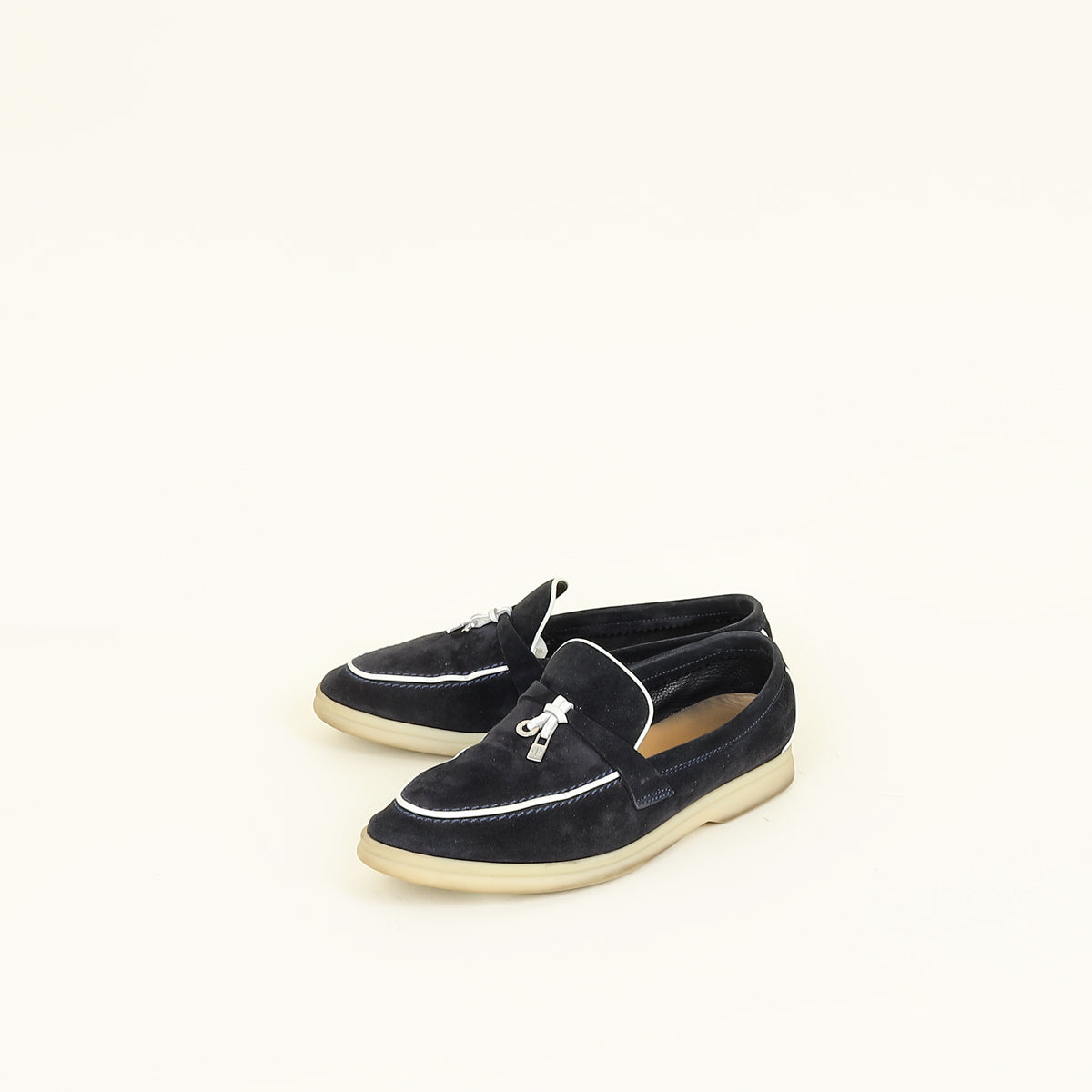 Loro Piana Argo Blue Melange Summer Charms Walk Loafers 37