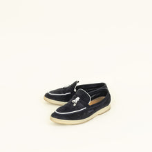 Loro Piana Argo Blue Melange Summer Charms Walk Loafers 37