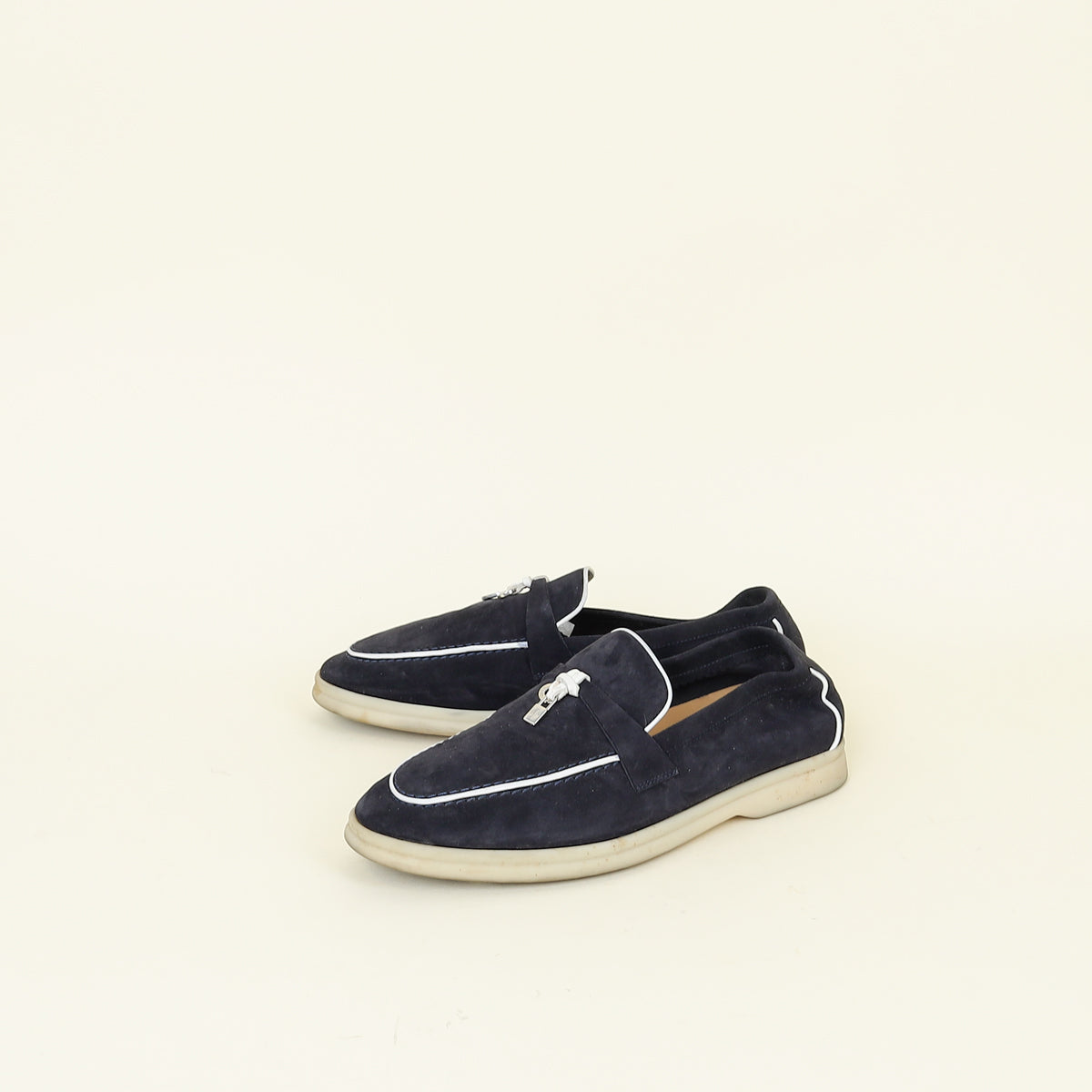 Loro Piana Argo Blue Melange Summer Charms Walk Loafer 37