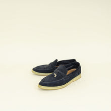 Loro Piana Argo Blue Melange Summer Charms Walk Loafers 38.5