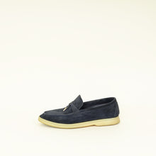 Loro Piana Argo Blue Melange Summer Charms Walk Loafers 38.5