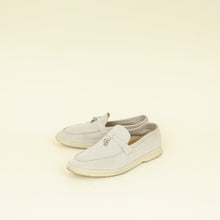 Loro Piana Pearl Gray Summer Charms Walk Loafers 39