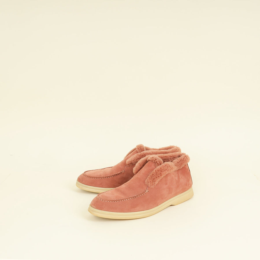 Loro Piana Soebet Pink Open Walk Ankle Boot w/Beaver Fur 40
