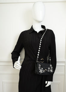 Miu Miu Black Matelasse Crystal Flap Bag