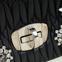 Miu Miu Black Matelasse Crystal Flap Bag