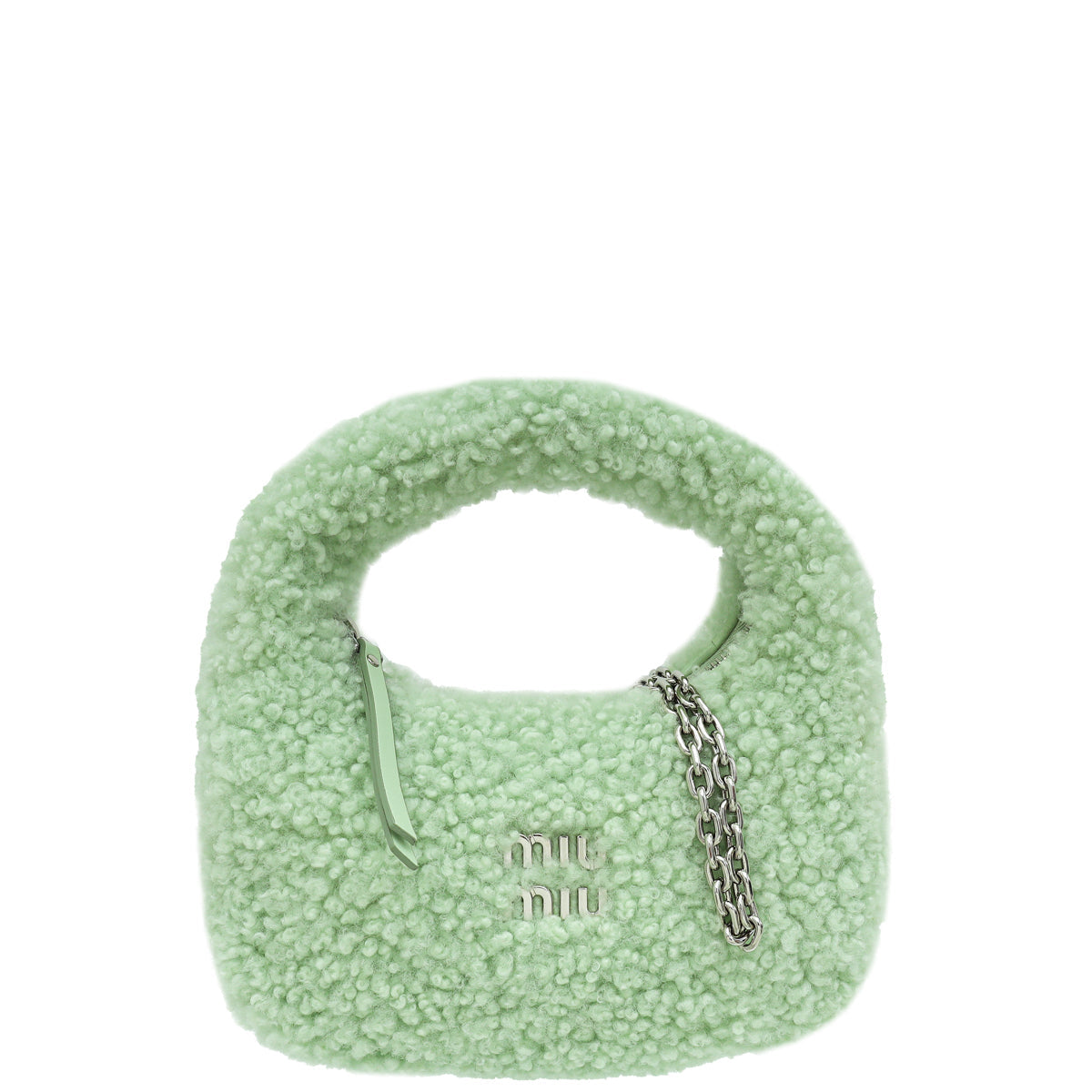 Miu Miu Green Shearling Mini Wander Handle Bag