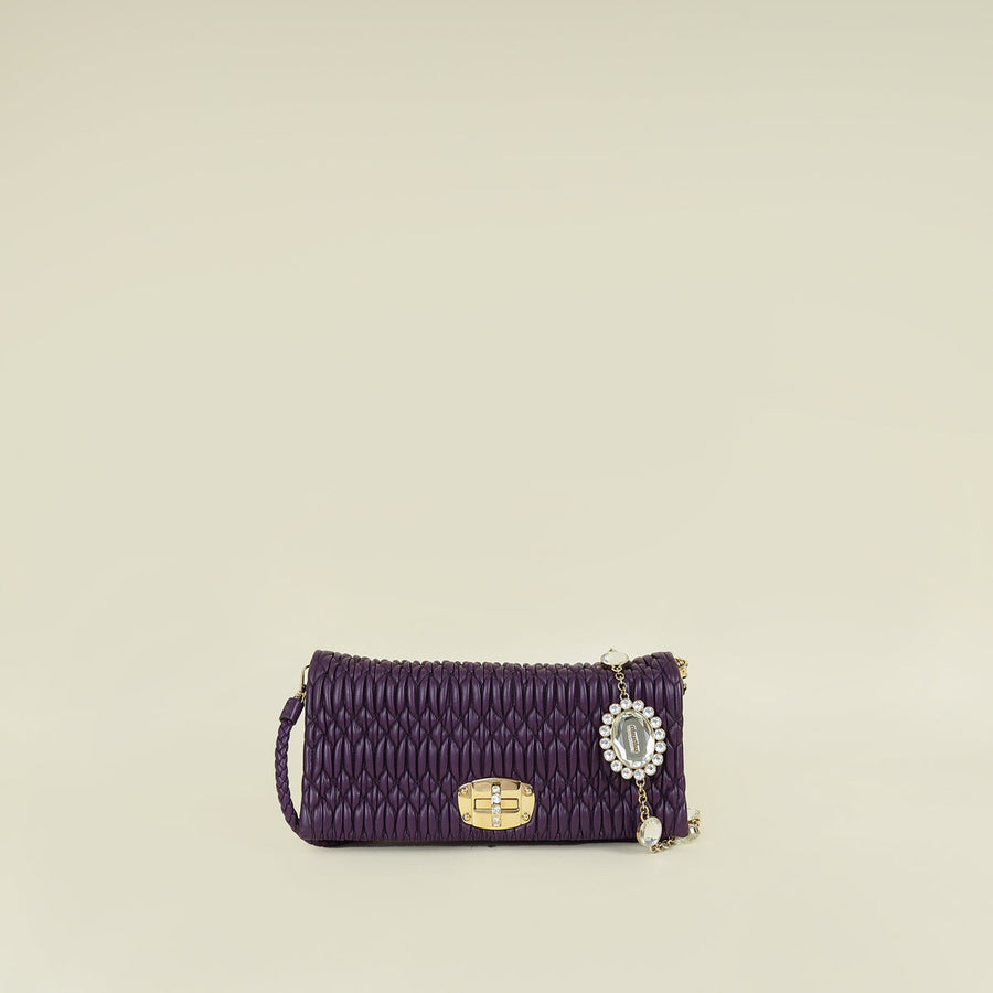 Miu Miu Violet Gaufre Crystal Cloqué Clutch Bag