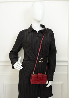 Miu Miu Burgundy Crocodile Mini Shoulder Bag