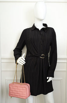 Miu Miu Pink Softy Logo Embossed Chain Shoulder Bag