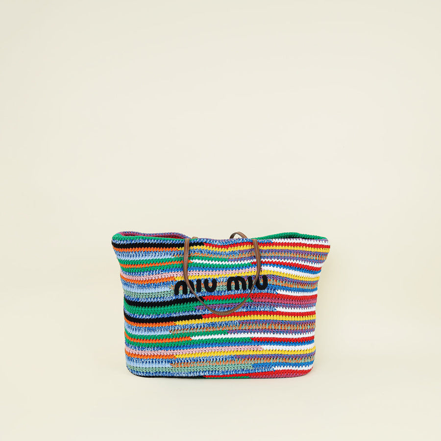 Miu Miu Multicolor Crochet Tote Bag