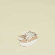 Miu Miu Beige Platform w/Crystal Lace Up Sneakers 35