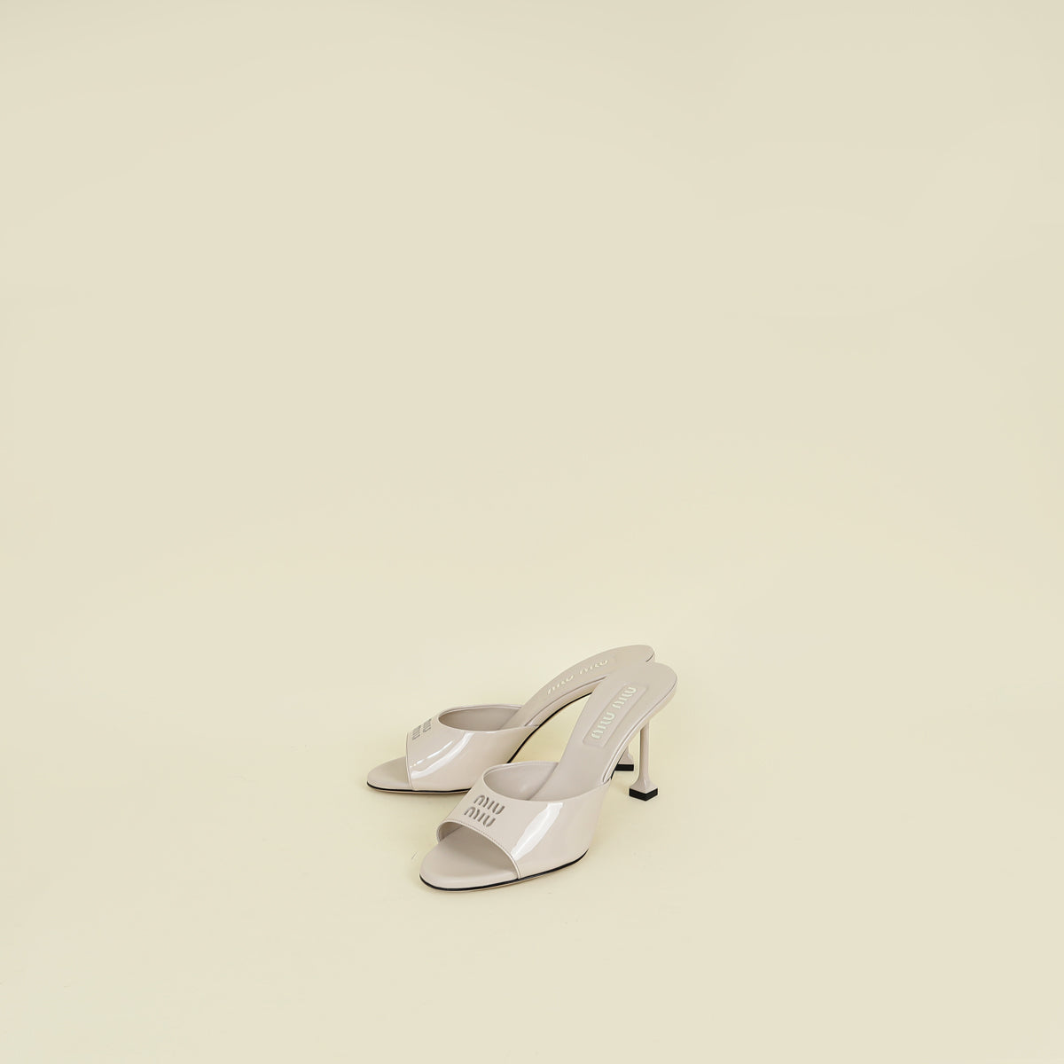 Miu Miu Bicolor Cut Out Logo Heeled Mules 38.5