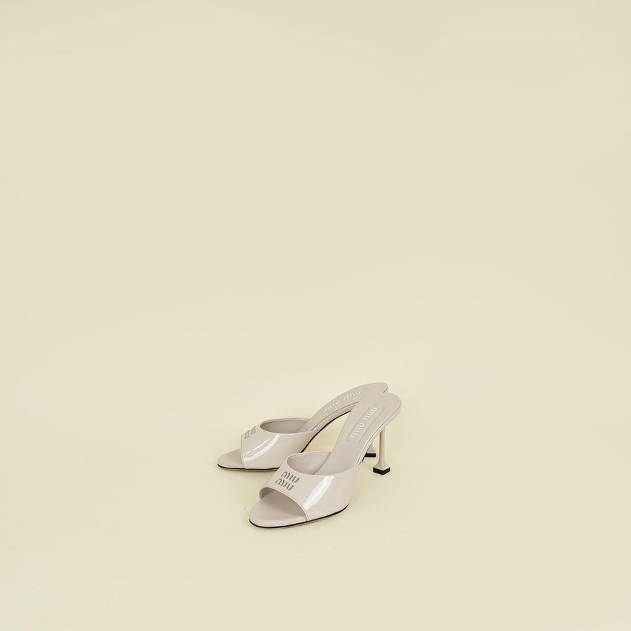 Miu Miu Bicolor Cut Out Logo Heeled Mules 38.5