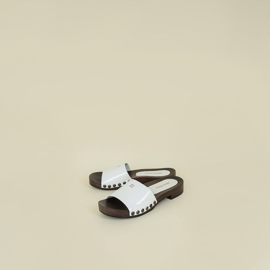 Miu Miu White Logo Clogs Sandal 38