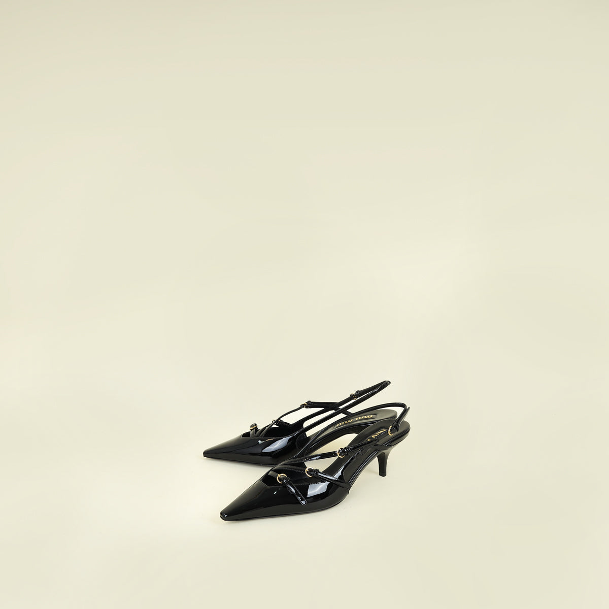 Miu Miu Black Buckles Slingback Pumps 39